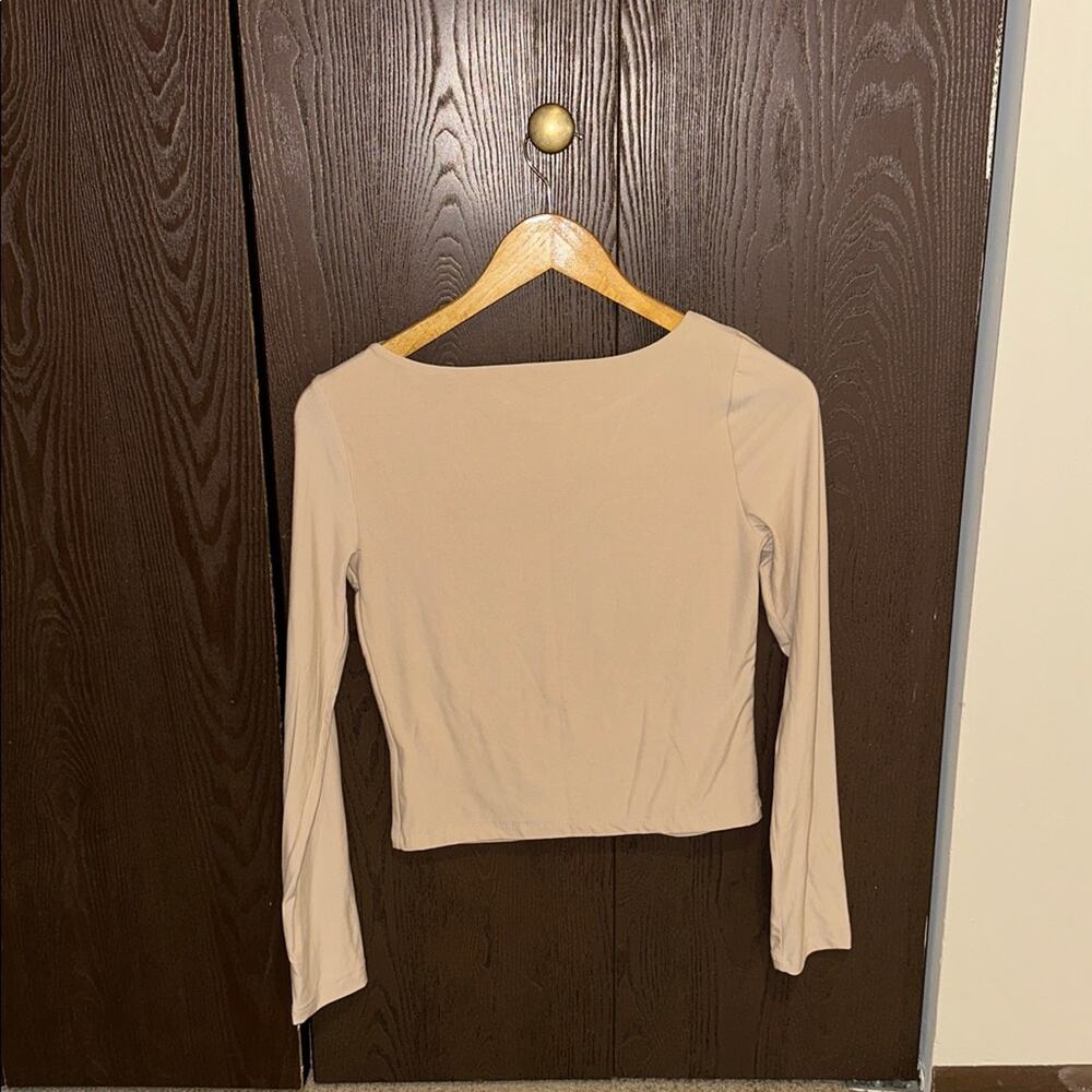 Pink Rose Beige Long Sleeve Tee - size medium